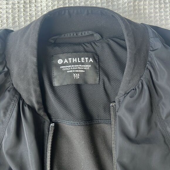 Athleta Women's Black Bomber Jacket sz XXS - Picture 10 of 10